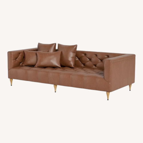 Used Interior Define Ms. Chesterfield Dark Brown Leather 3+ Seater Sofa for sale on AptDeco