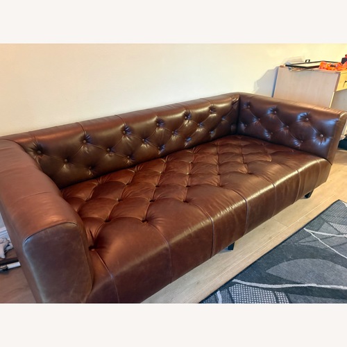 Used Interior Define Ms. Chesterfield Dark Brown Leather 3+ Seater Sofa for sale on AptDeco