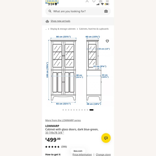 Used IKEA LOMMARP Cabinet With Glass Doors for sale on AptDeco