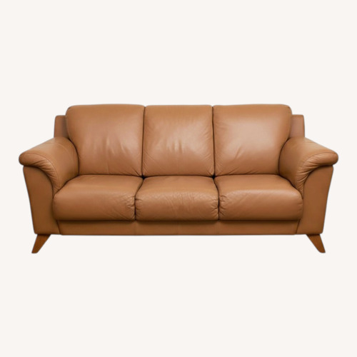 Used Light Brown Leather 2 Seater Sofa for sale on AptDeco