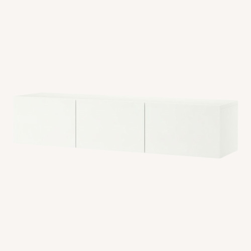 Used IKEA BESTÅ White Media Console 70in - High Gloss for sale on AptDeco