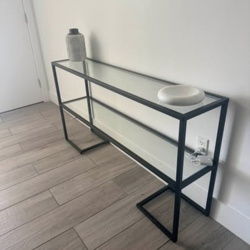 Used Black Metal and Glass Console Table for sale on AptDeco