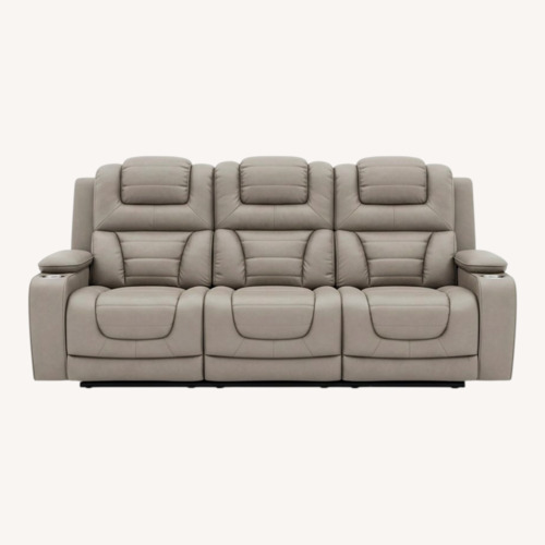 Used Beige Reclining Sofa With Chargers for sale on AptDeco