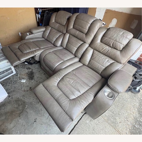 Used Beige Reclining Sofa With Chargers for sale on AptDeco