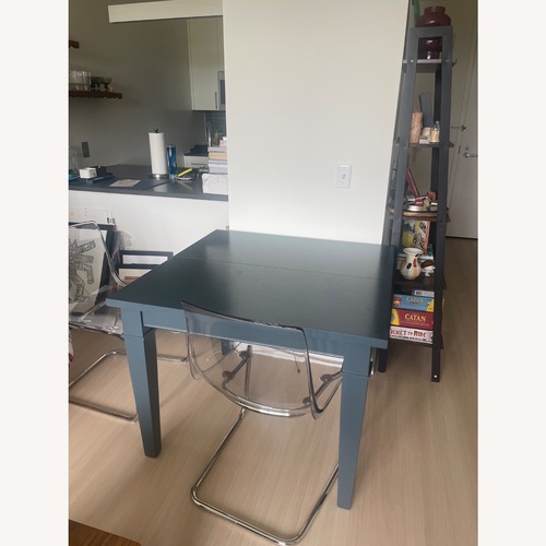 Used Bassett Blue Wood Dining Table (Extendable) for sale on AptDeco
