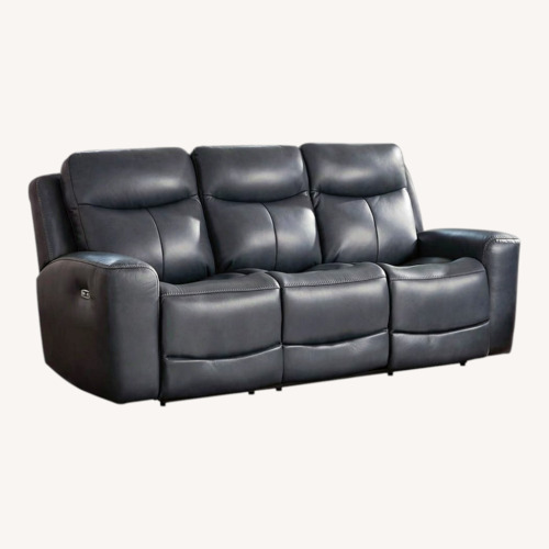 Used Ashley Furniture Dark Gray Leather Recliner Sofa for sale on AptDeco