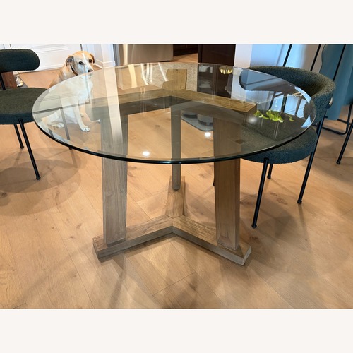 Used Crate & Barrel Teak Reclaimed Wood Round 42" Dining Table for sale on AptDeco