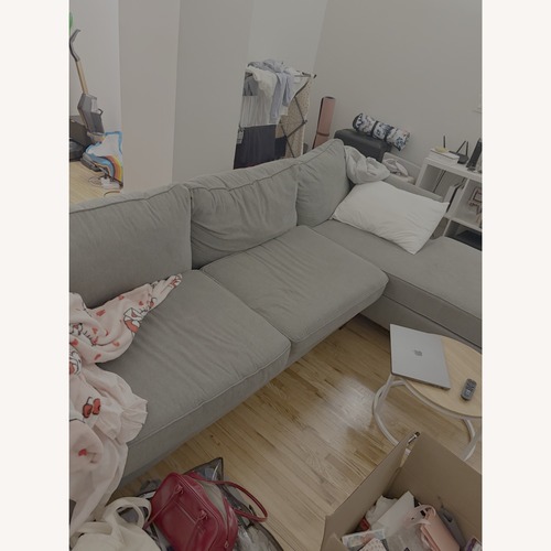 Used Raymour & Flanigan Dark Gray Fabric Chaise Lounge for sale on AptDeco