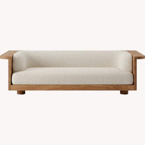 Used Native Sofá Natural Wood Green Fabric  for sale on AptDeco