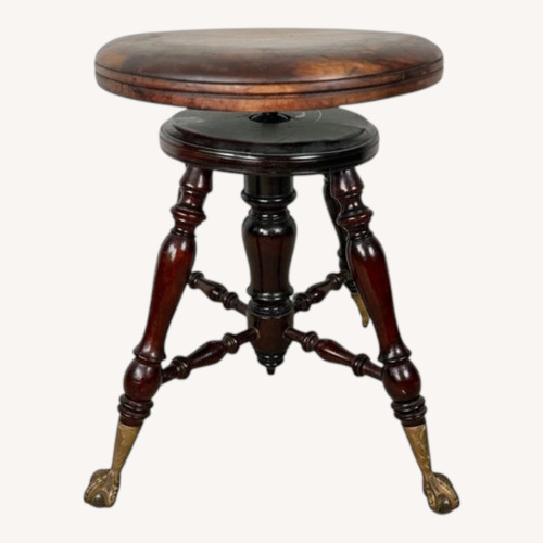 Used Antique Wood Piano Stool, Ball-and-Claw Feet for sale on AptDeco