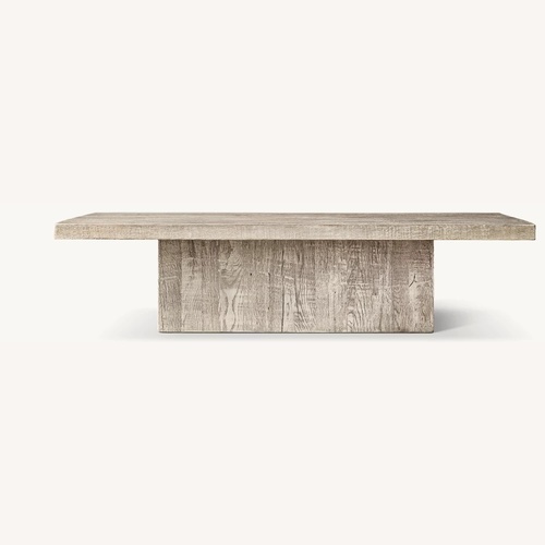 Used Restoration Hardware Russian Oak Light Gray Wood Coffee Table for sale on AptDeco