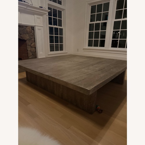 Used Restoration Hardware Russian Oak Light Gray Wood Coffee Table for sale on AptDeco