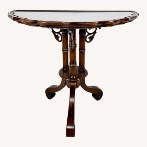 Used Vintage Cane & Glass Demilune Console for sale on AptDeco