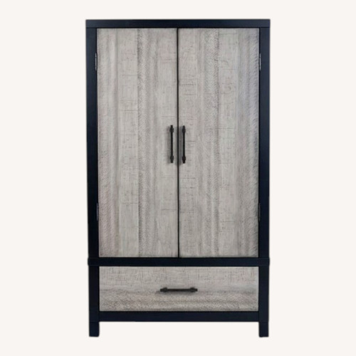 Used Bob's Discount Furniture Fusion Black & Gray 2 Drawer Armoire for sale on AptDeco
