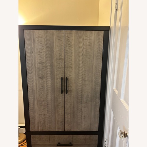Used Bob's Discount Furniture Fusion Black & Gray 2 Drawer Armoire for sale on AptDeco