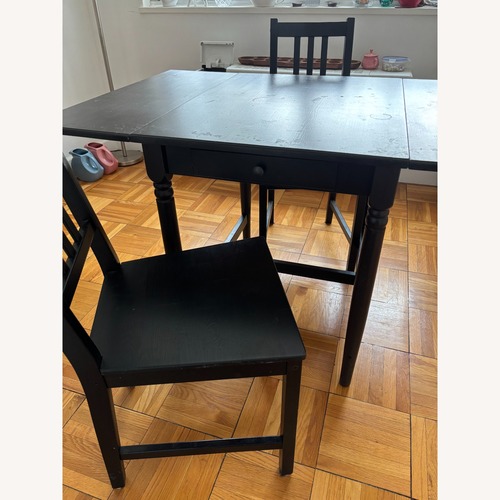 Used IKEA NORDVIKEN / NORDVIKEN Black Wood Dining Set for sale on AptDeco