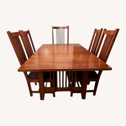 Used Kincaid Mission Style Dining Table + 8 Chairs for sale on AptDeco
