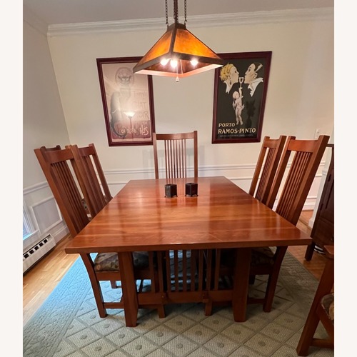Used Kincaid Mission Style Dining Table + 8 Chairs for sale on AptDeco