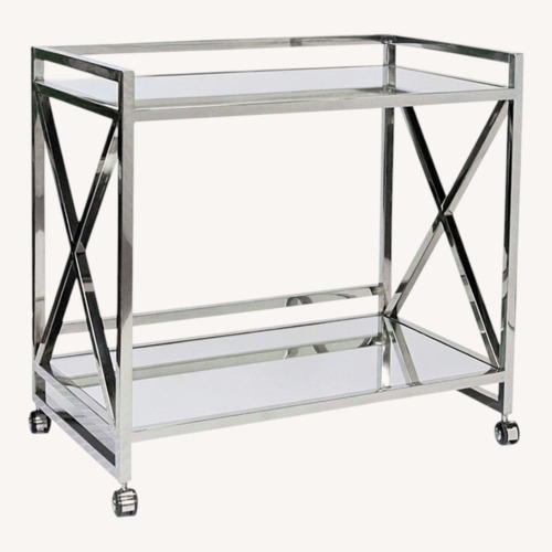 Used Worlds Away Gerard Stainless Steel Bar Cart for sale on AptDeco