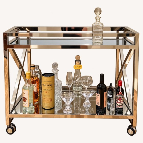 Used Worlds Away Gerard Stainless Steel Bar Cart for sale on AptDeco