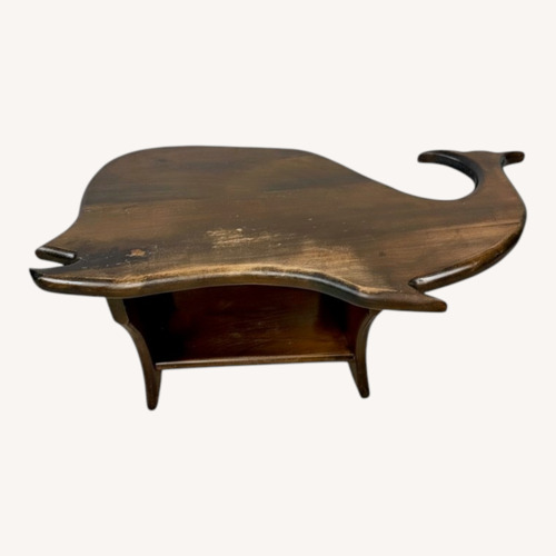Used Vintage Wooden Whale Coffee Table with Lower Shelf for sale on AptDeco