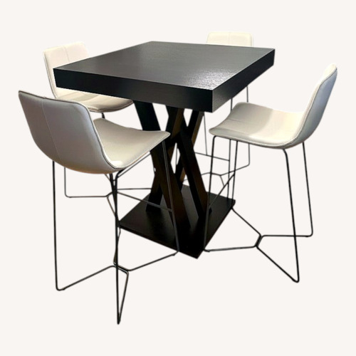 Used High Top Table with Four Leather Chairs for sale on AptDeco