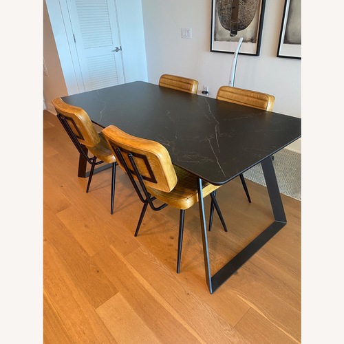 Used Ceramic/Leather Dining Set for sale on AptDeco