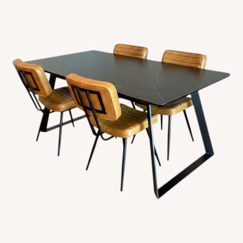 Used Ceramic/Leather Dining Set for sale on AptDeco