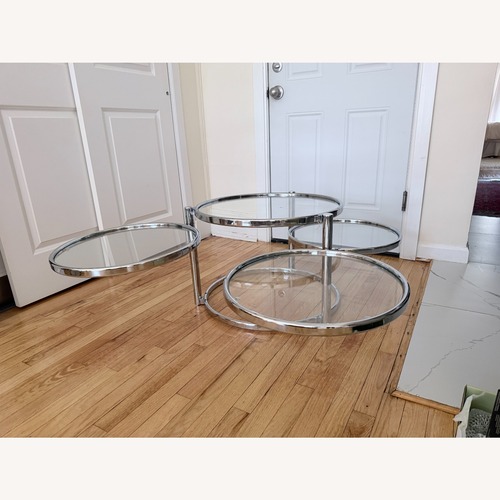 Used New Spec Silver Glass Coffee Table for sale on AptDeco
