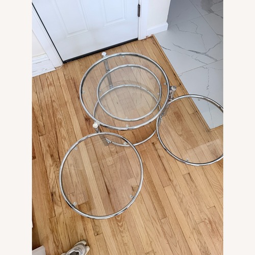 Used New Spec Silver Glass Coffee Table for sale on AptDeco
