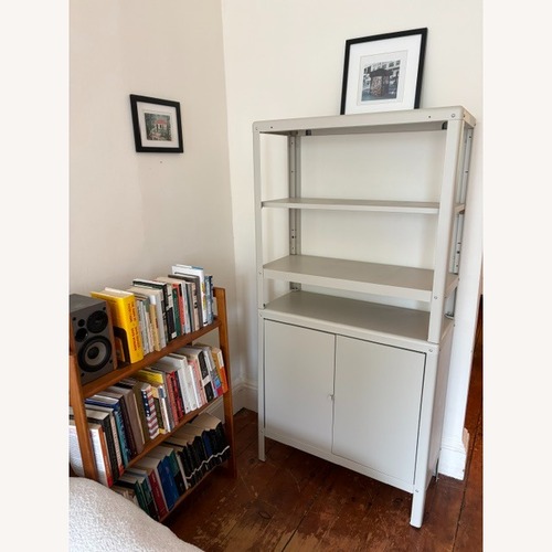 Used IKEA KOLBJÖRN Light Gray Metal Shelving with Cabinet for sale on AptDeco