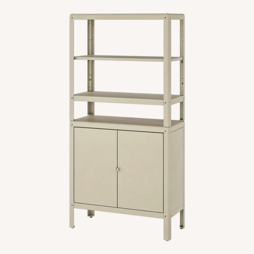 Used IKEA KOLBJÖRN Light Gray Metal Shelving with Cabinet for sale on AptDeco