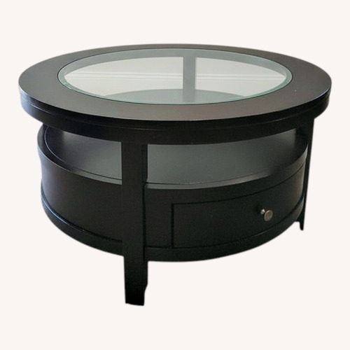 Used Dark Brown Wood Coffee Table and End Table for sale on AptDeco