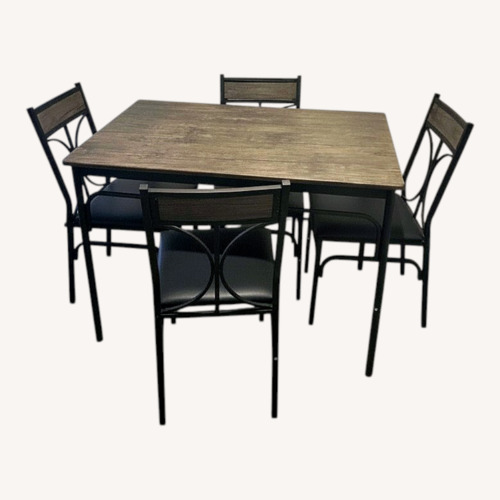 Used Grey Wood Dinner Table with 4 Chairs for sale on AptDeco