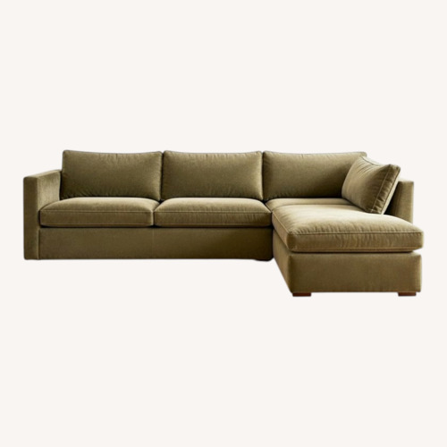 Used West Elm Harris Sectional Olive Velvet for sale on AptDeco