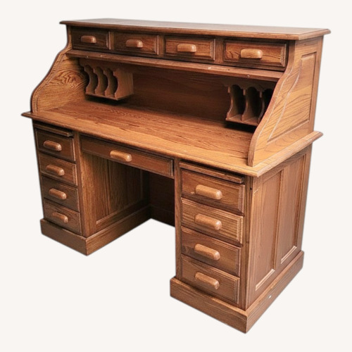 Used Vintage Natural Wood Roll Top Desk for sale on AptDeco
