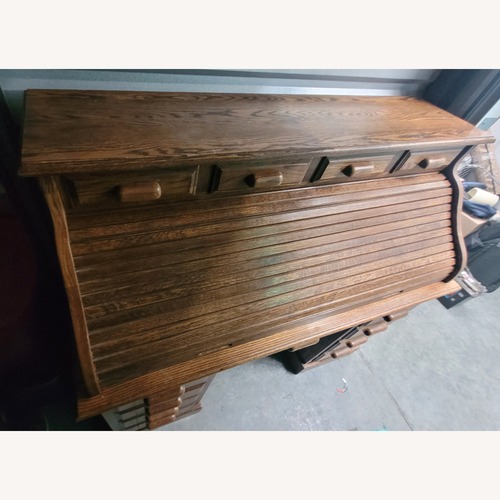 Used Vintage Natural Wood Roll Top Desk for sale on AptDeco