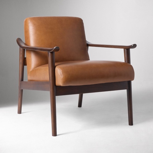 Used West Elm Mid-Century Natural Leather Accent Chair for sale on AptDeco