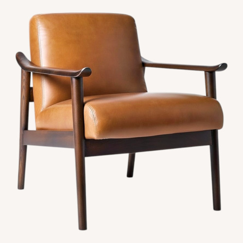 Used West Elm Mid-Century Natural Leather Accent Chair for sale on AptDeco