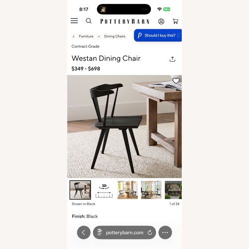 Used Pottery Barn Westan Dining Chairs Set of 2 for sale on AptDeco