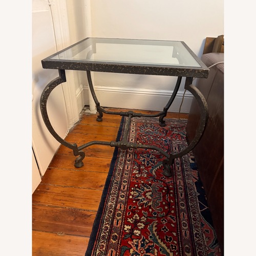 Used French Iron and Glass Side Table  for sale on AptDeco