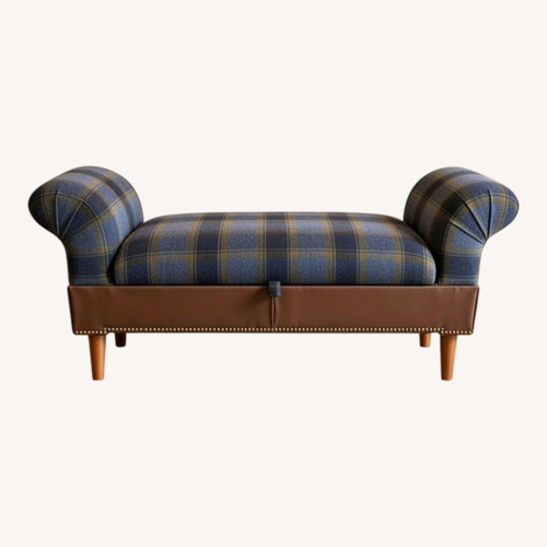 Used English Plaid Storage Bench | Rolled Arms for sale on AptDeco