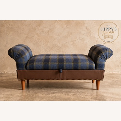 Used English Plaid Storage Bench | Rolled Arms for sale on AptDeco