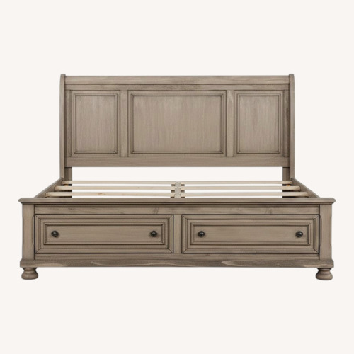Used Wayfair Light Brown Wood Queen Bed for sale on AptDeco