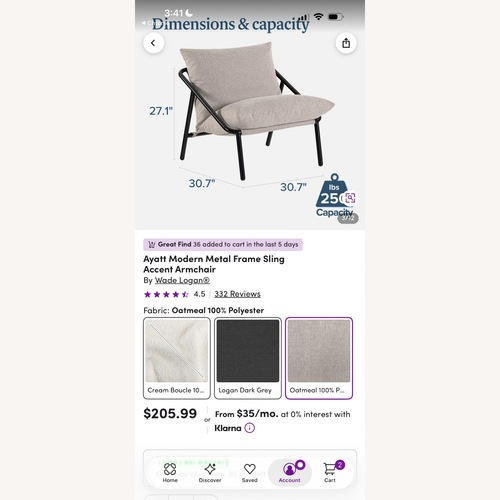 Used White Wayfair Accent Chair for sale on AptDeco