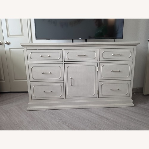Used Vintage/Antique Finds Light Gray Wood Dresser for sale on AptDeco