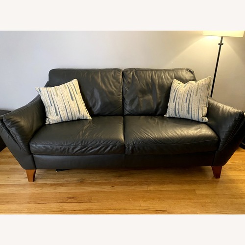 Used Natuzzi Black Leather 2 Seater Sofa for sale on AptDeco