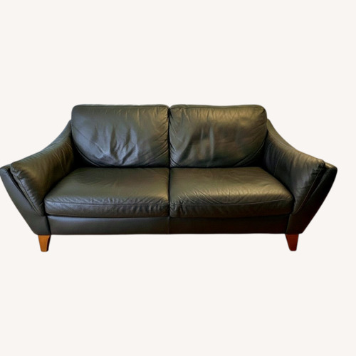 Used Natuzzi Black Leather 2 Seater Sofa for sale on AptDeco