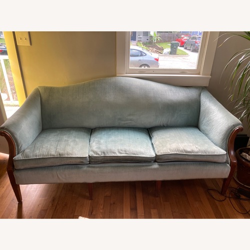 Used Vintage/Antique Finds Blue Wood 3+ Seater Sofa for sale on AptDeco
