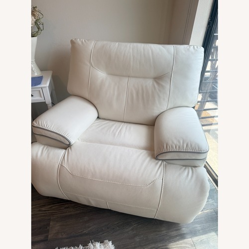 Used Cindy Crawford Home White Leather Recliner for sale on AptDeco